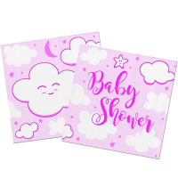 20 servetten babyshower wolkje roze of blauw