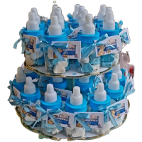 30 roze of blauwe papflesjes vruchtenhartjes op etagere