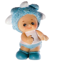 beeldje baby met muts staand 5cm roze of blauw