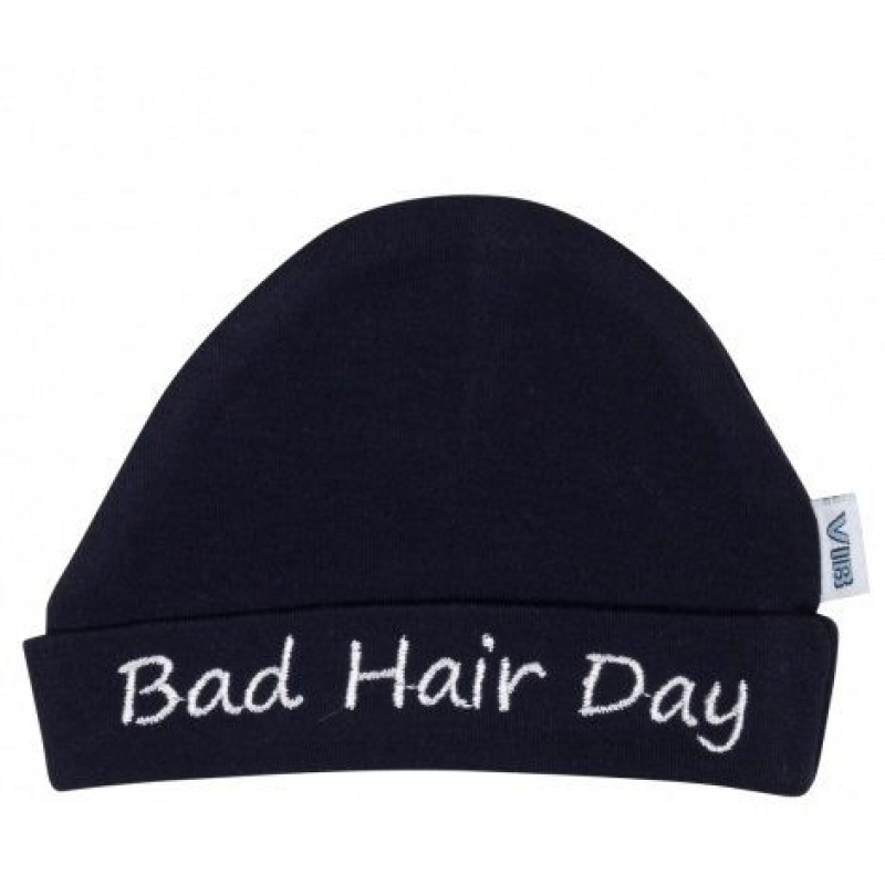 mutsje donkerblauw met tekst