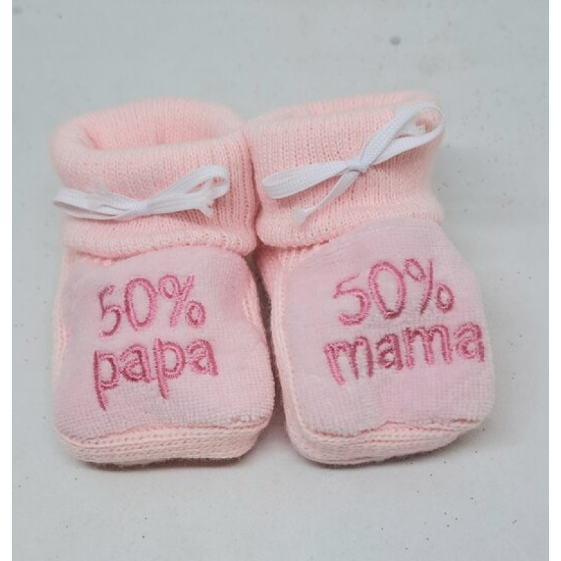 roze slofjes 50% mama 50% papa