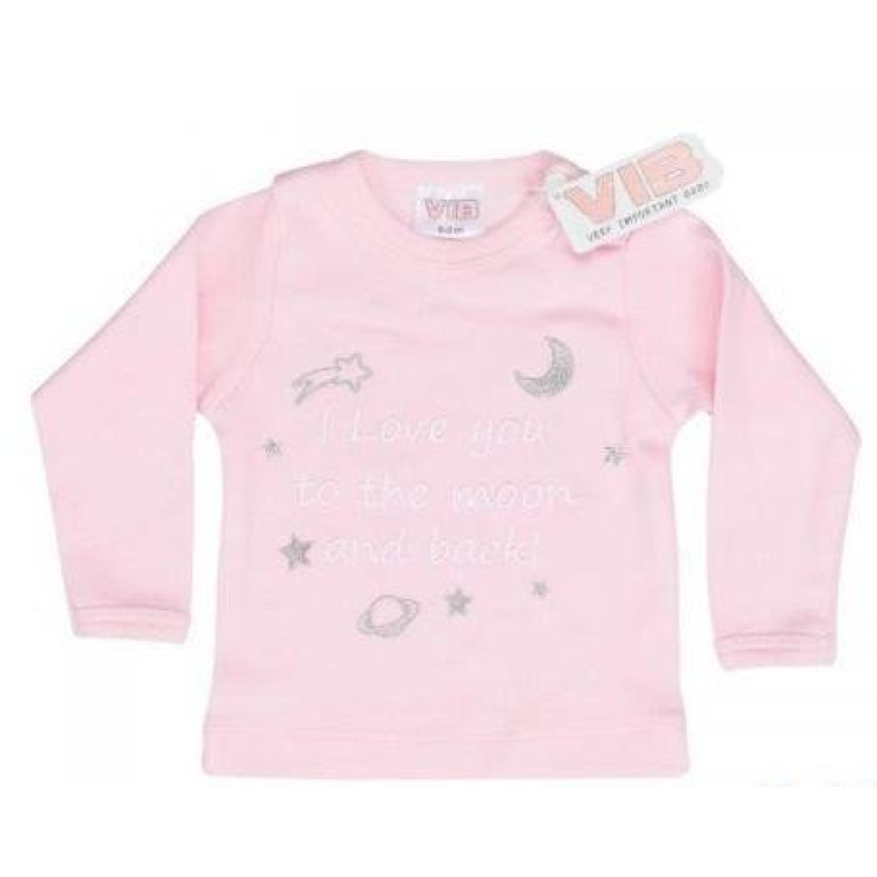 T shirt geborduurde tekst love you to the moon and back