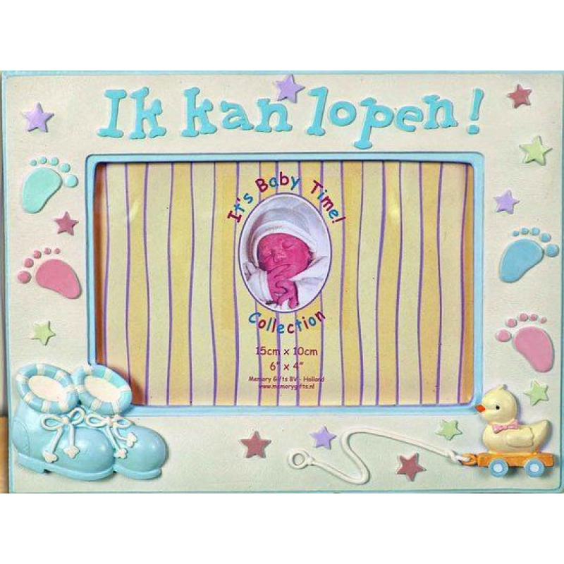 fotolijst ik kan lopen roze of blauw