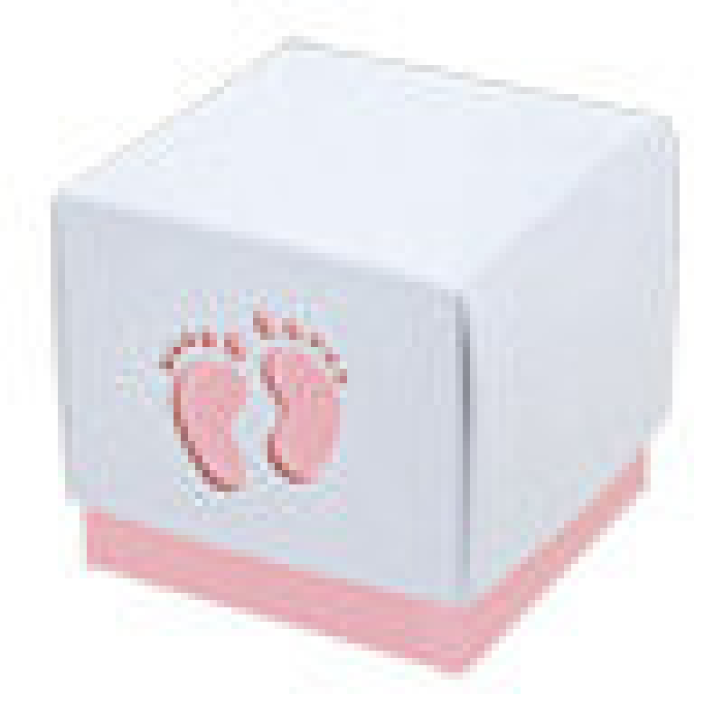 10x roze doosje kubus babyvoetjes