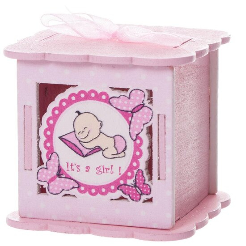 roze doosje hout baby
