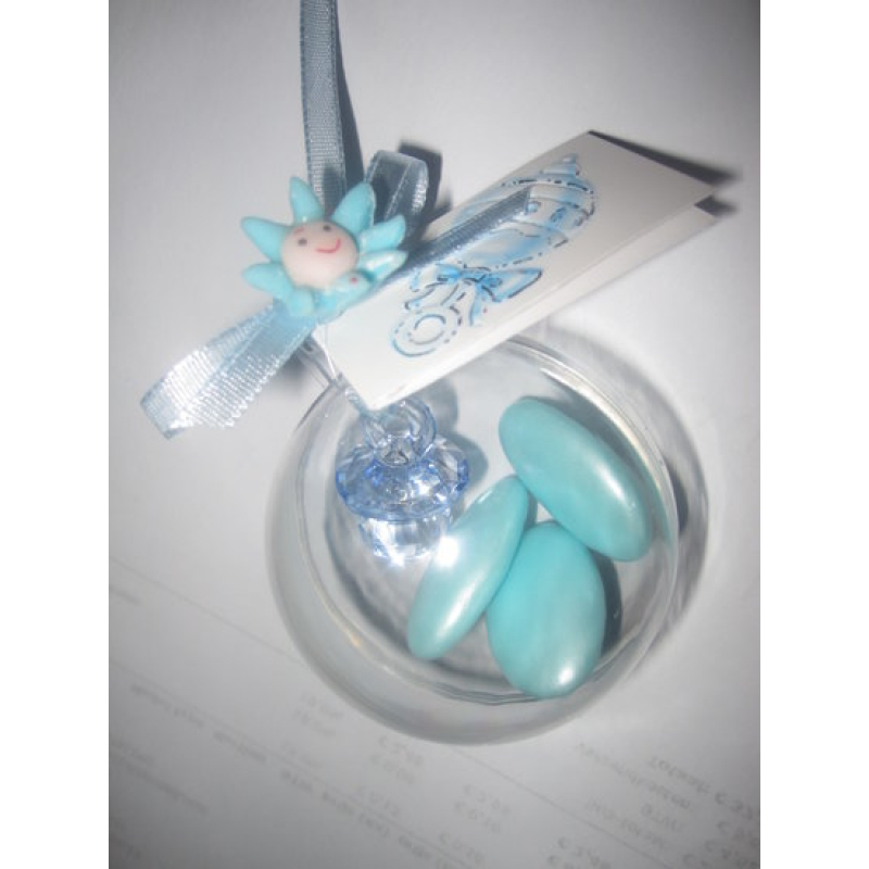 Acryl balletje met speentje in roze of blauw