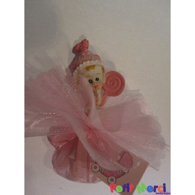 baby met lolly op tule roze