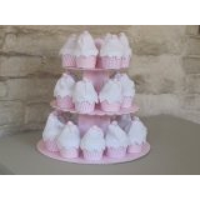 etagere met cupcakes katoen roze