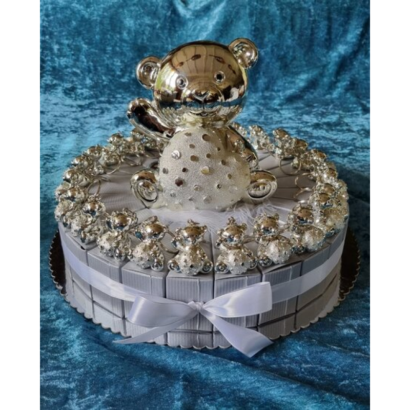 taart blauw sleutelhangers beren zilver