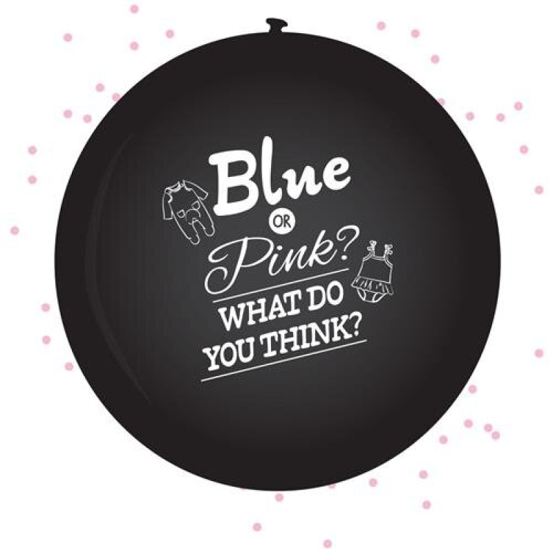 gender reveal ballon 60cm blauwe of roze vulling