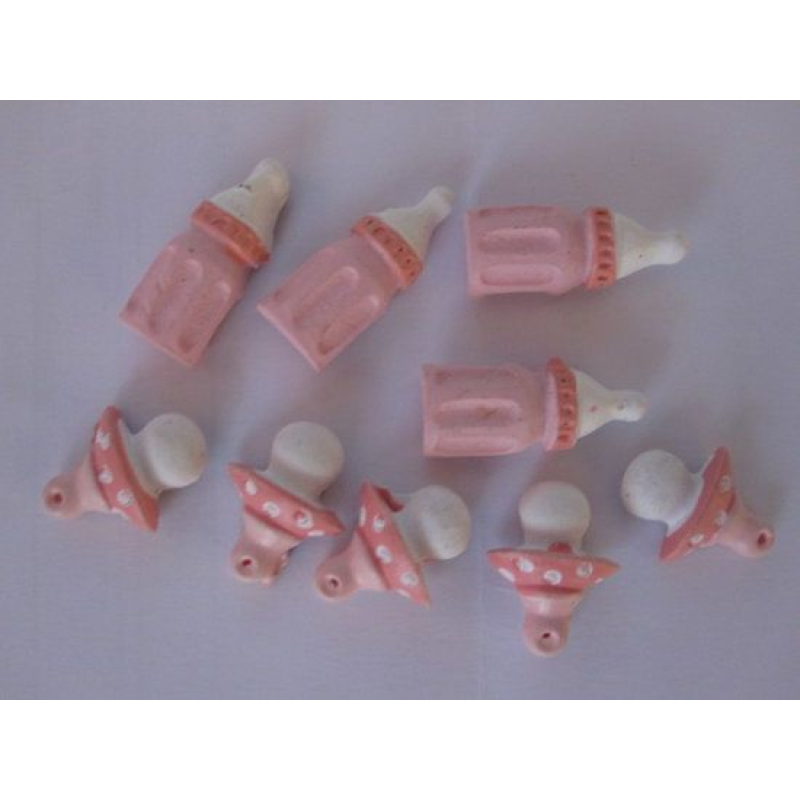 5 set roze papflesje / speentje polystone