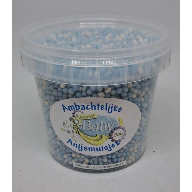 anijs-muisjes emmertje 325 gram roze of blauw