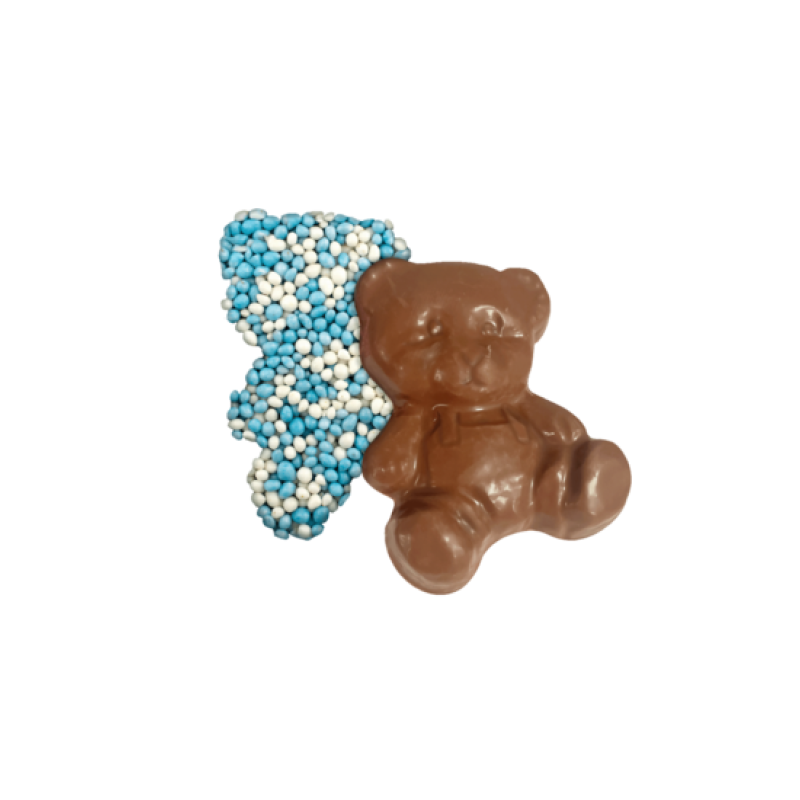 9x chocolade babybeertjes musket blauw of roze