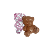 9x chocolade babybeertjes musket blauw of roze