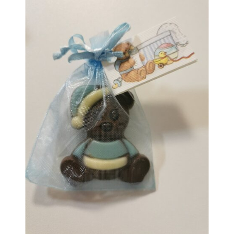 chocolade teddybeertje in organzazakje