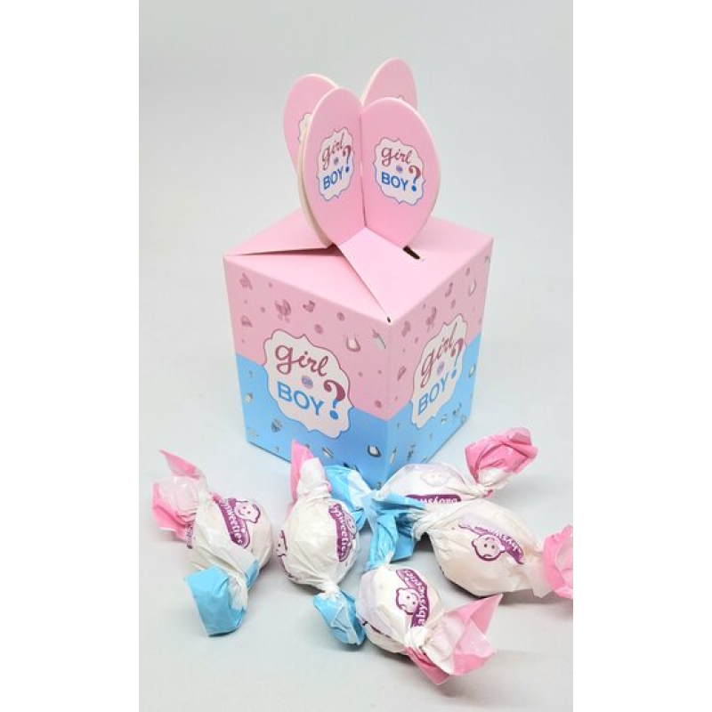 gevuld doosje gender reveal snoepjes
