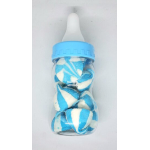 papfles spaarpot blauw of roze met spekkenmix