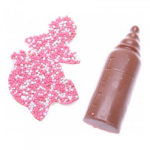 8x chocolade papflesje & speen met musket in blauw of roze