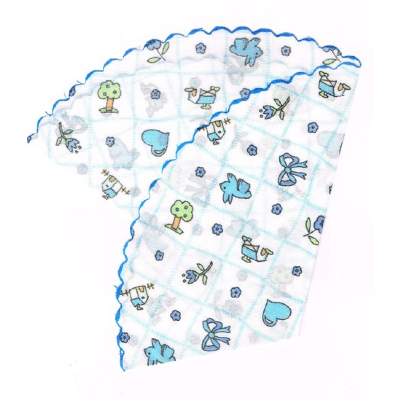 10 stuks Tule katoen blauw blokpatroon