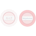 8x Bordje Babyshower-geboorte blauw of roze 18cm