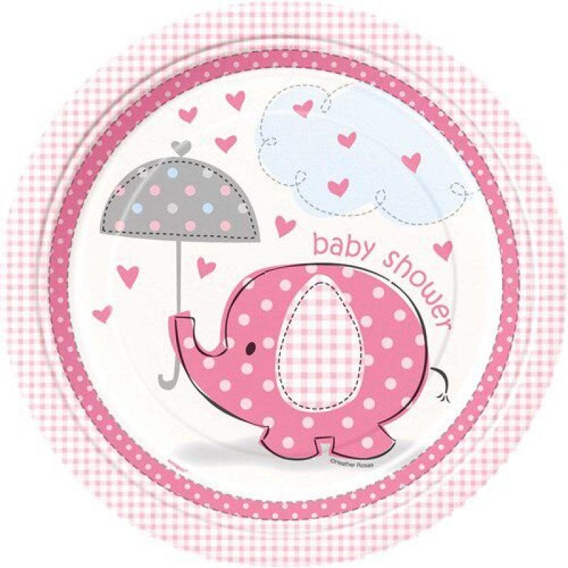 8x bordje babyshower olifant roze