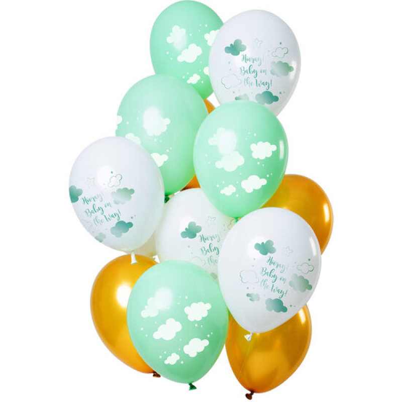 ballontros baby op komst mint-goud