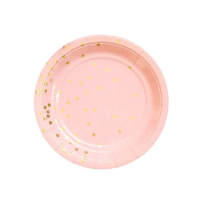 10 bordjes blauw of roze gouden stippen