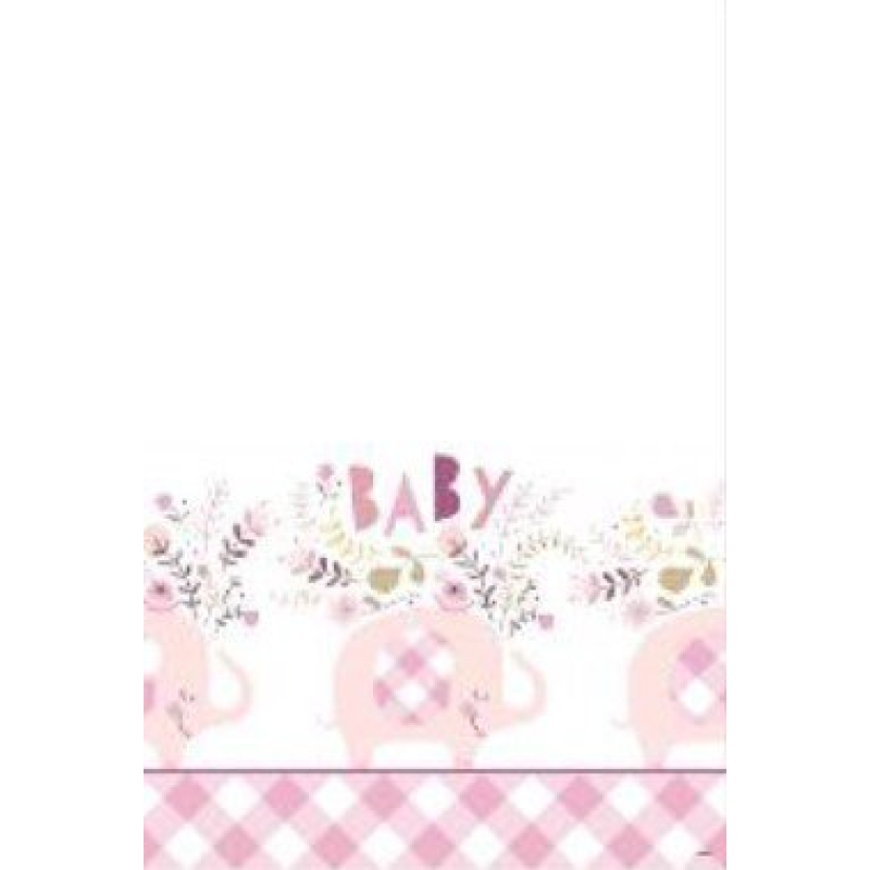 roze tafelkleed babyshower olifant