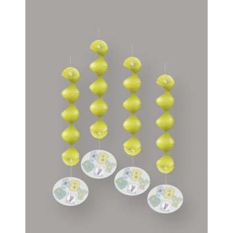 babyshower hangspiralen mint-geel