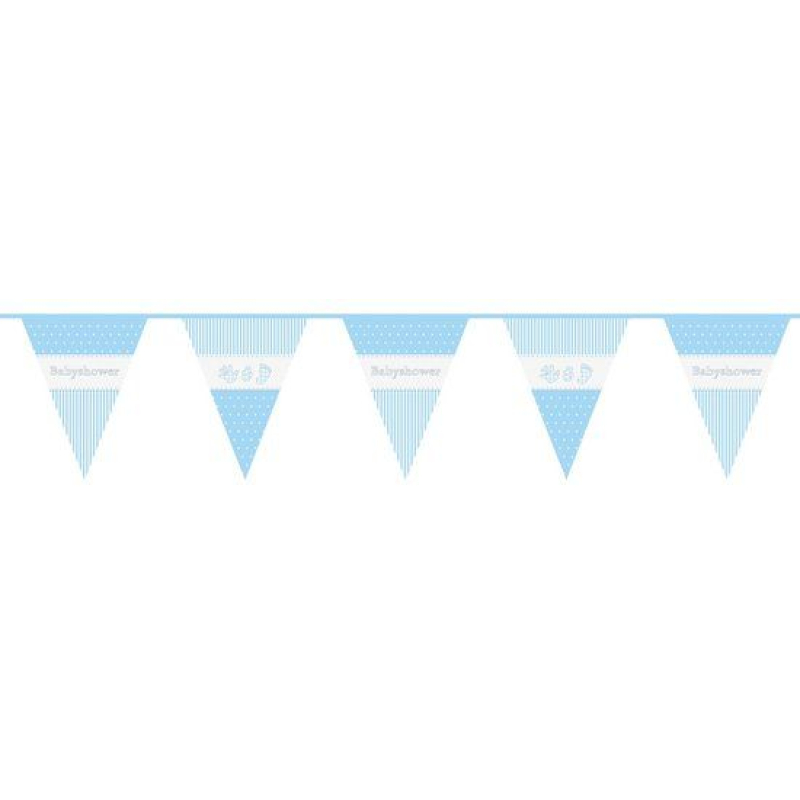 vlaggenslinger babyshower blauw of roze