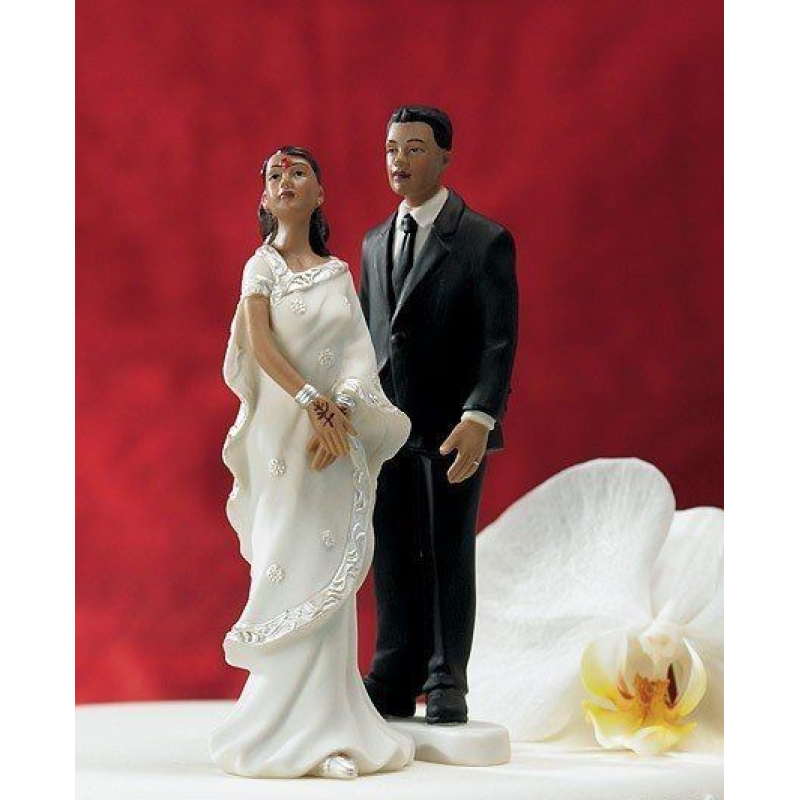 Bruidspaar India sari en zwart pak