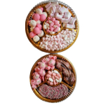 snoeppakket op 2 schalen in blauw of roze