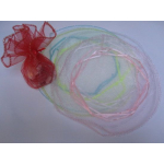 10x tule met lint en borduurrandje 26cm