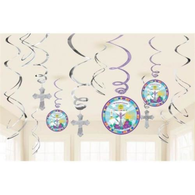 12x hangdecoratie communie paars