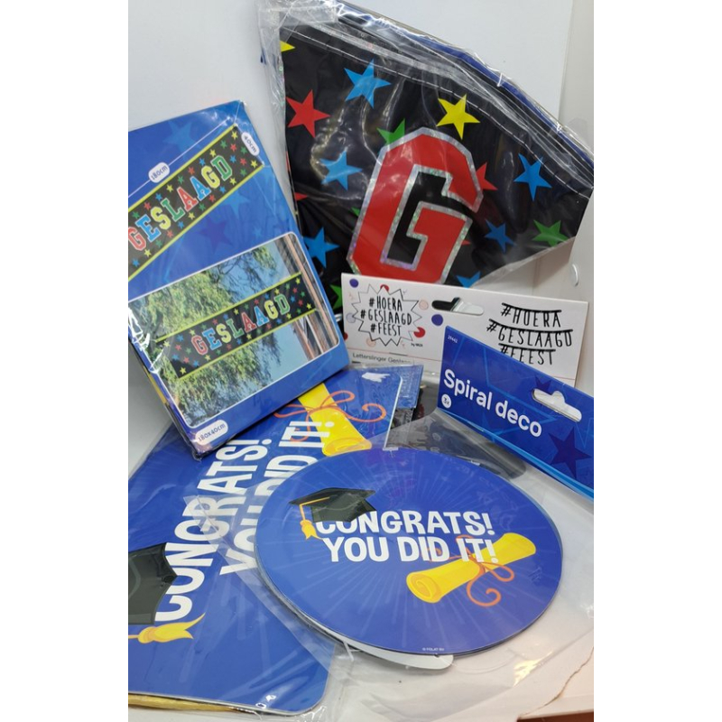 hoera geslaagd feestpakket 7 delig