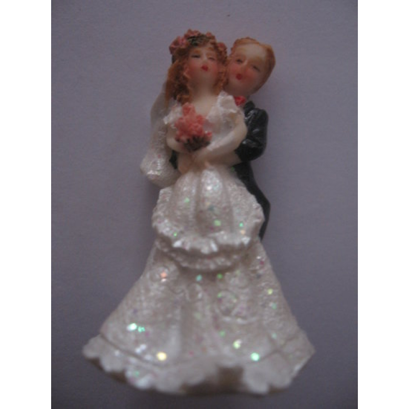 Bruidspaartje 4,5cm glitterjurk