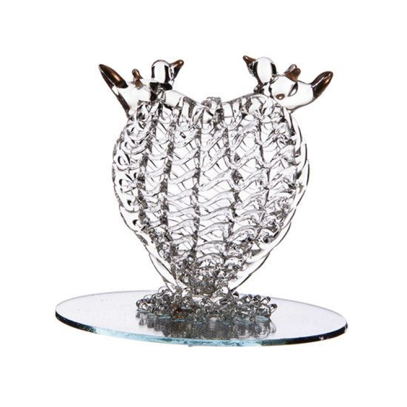 Hart kringelglas met duivenpaar