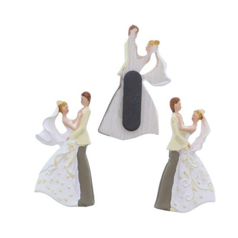 koelkast magneetje bruidspaar beige