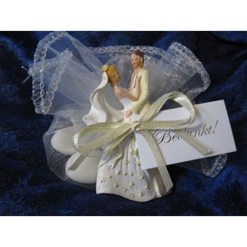 Bruidspaar koelkastmagneet met tule