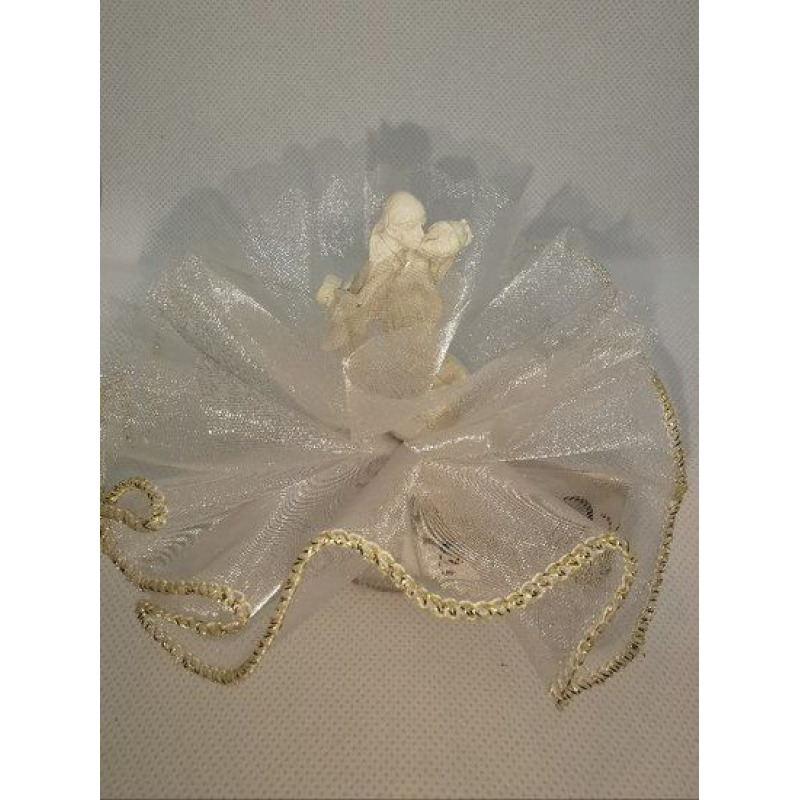 bruidspaar op tule wit