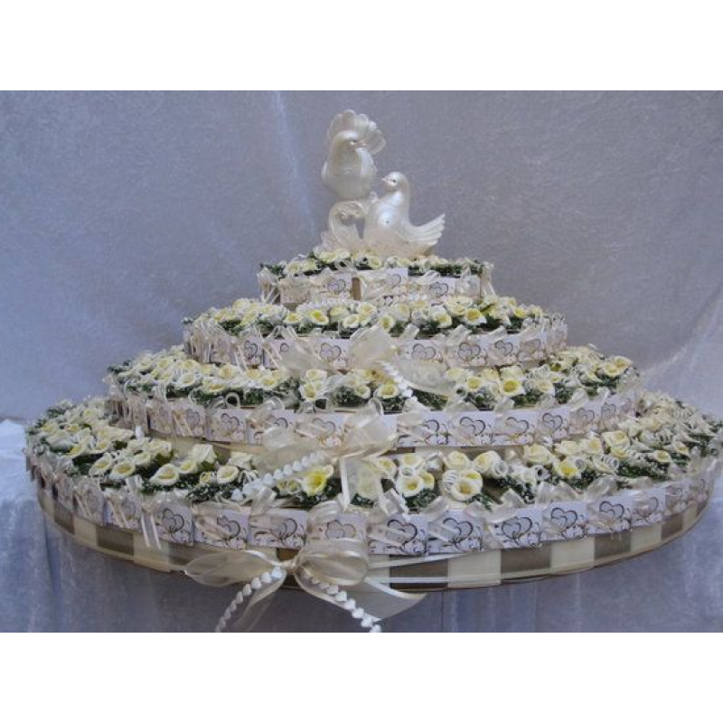 taart 150 doosjes bloemen