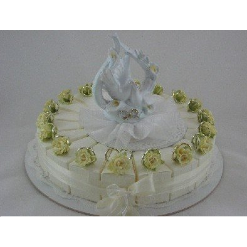 taart met ringen en duif 24 doosjes