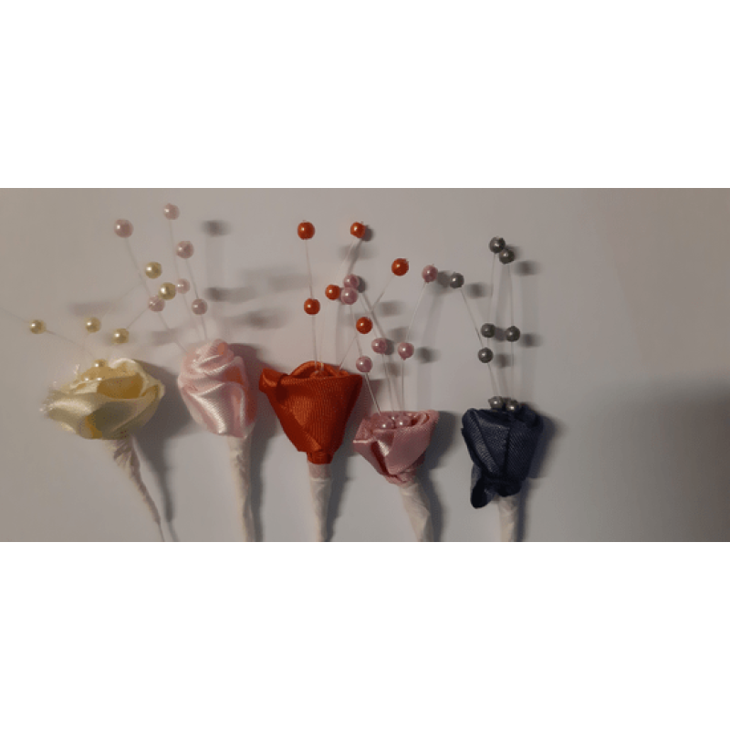 10x satijnbloem met pareltjes