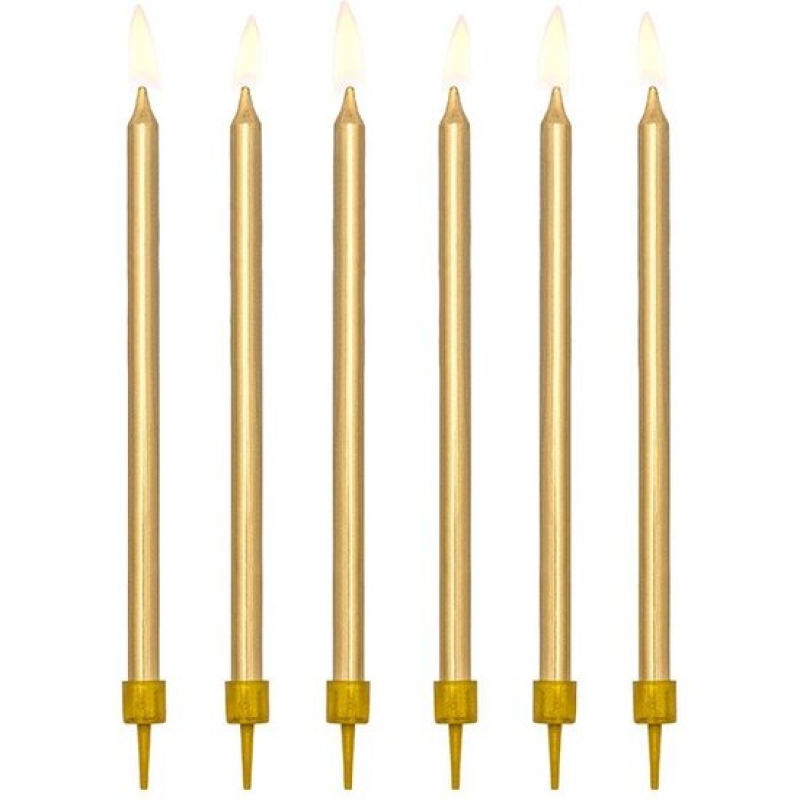 12 taartkaarsjes goud