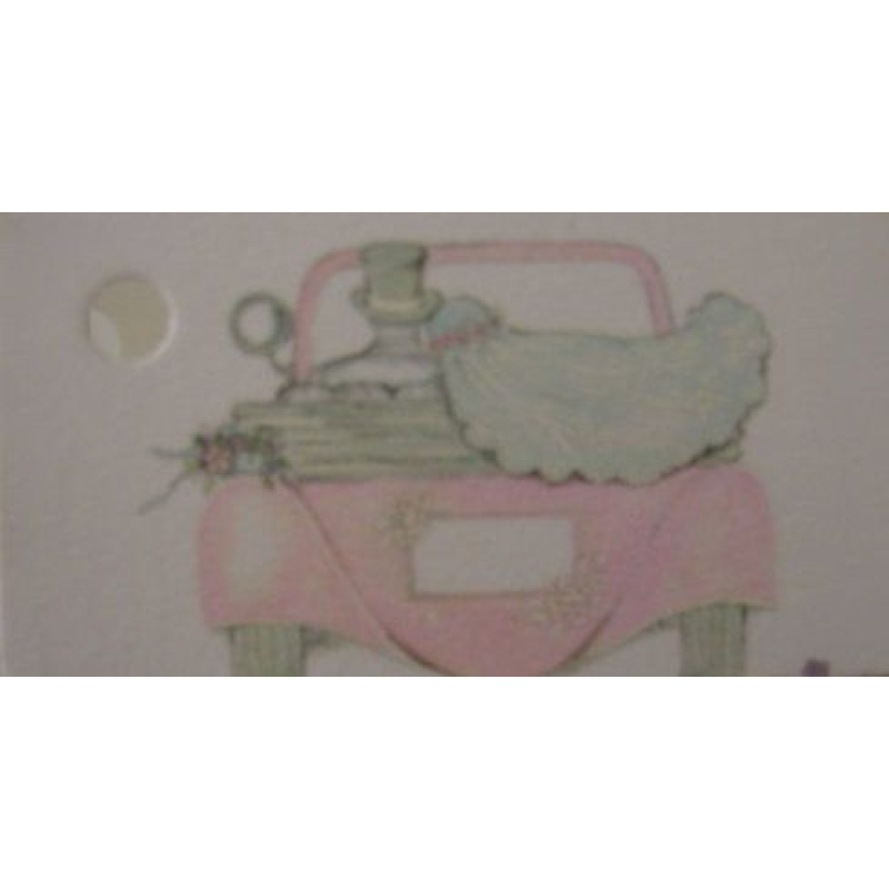 10x kaartje bruidspaar auto kleur