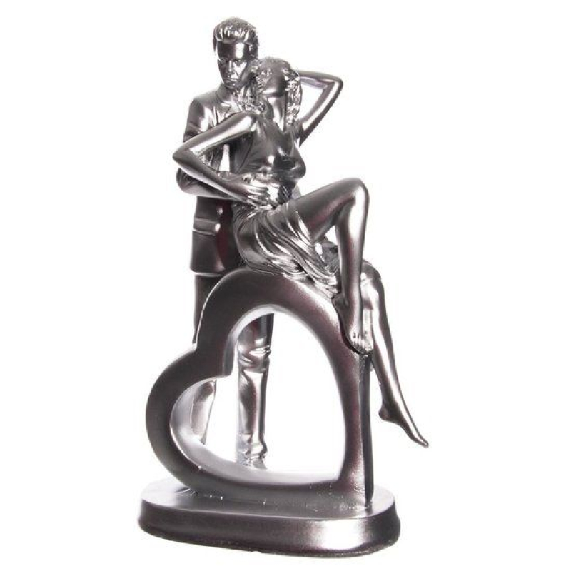 bruidspaar hart zilver 27cm