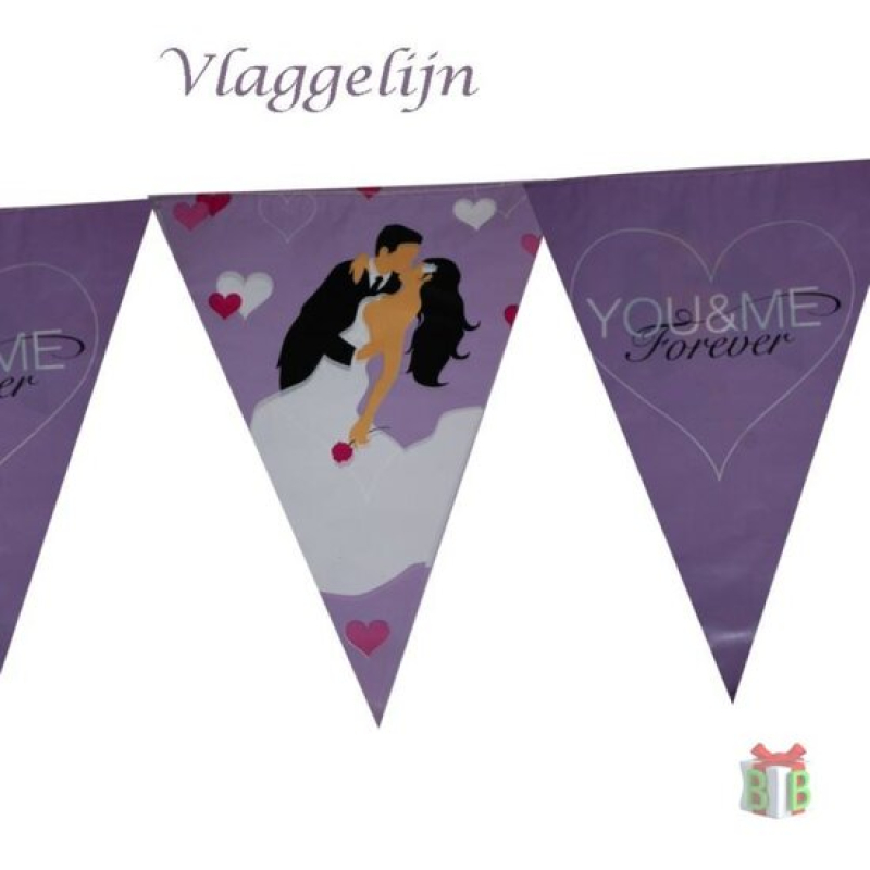 vlaggenlijn hoera getrouwd you & me