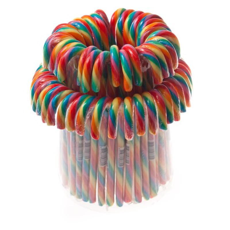 72 candy canes regenboogkleur in silo