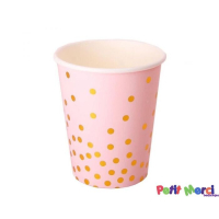 party set bekertjes bordjes roze gouden stippen 31 delig