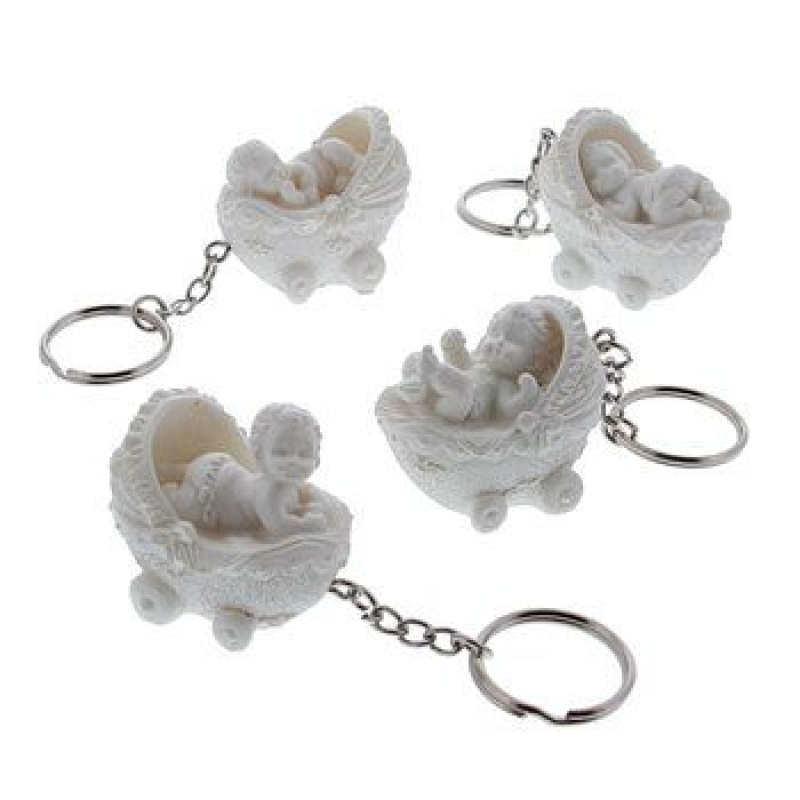 sleutelhanger kinderwagen wit